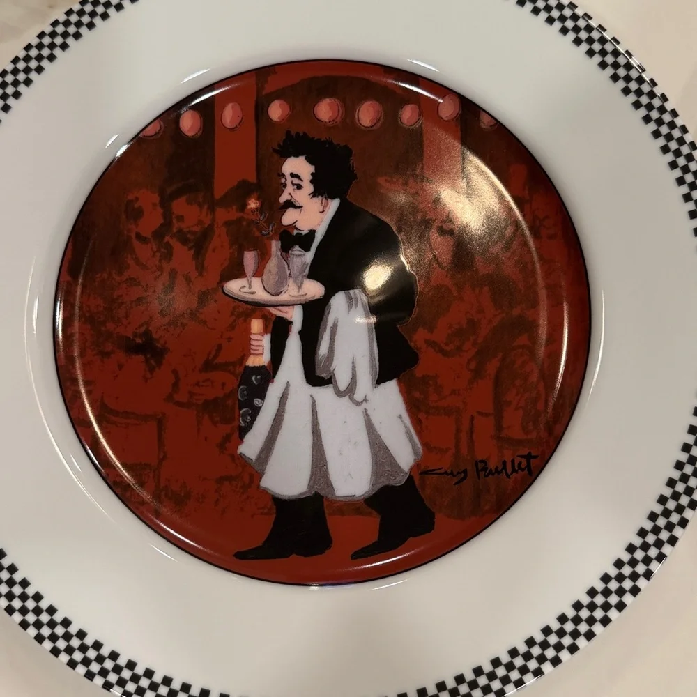 Guy Buffet Waiter Suite Porcelain Dinner Plates (4)